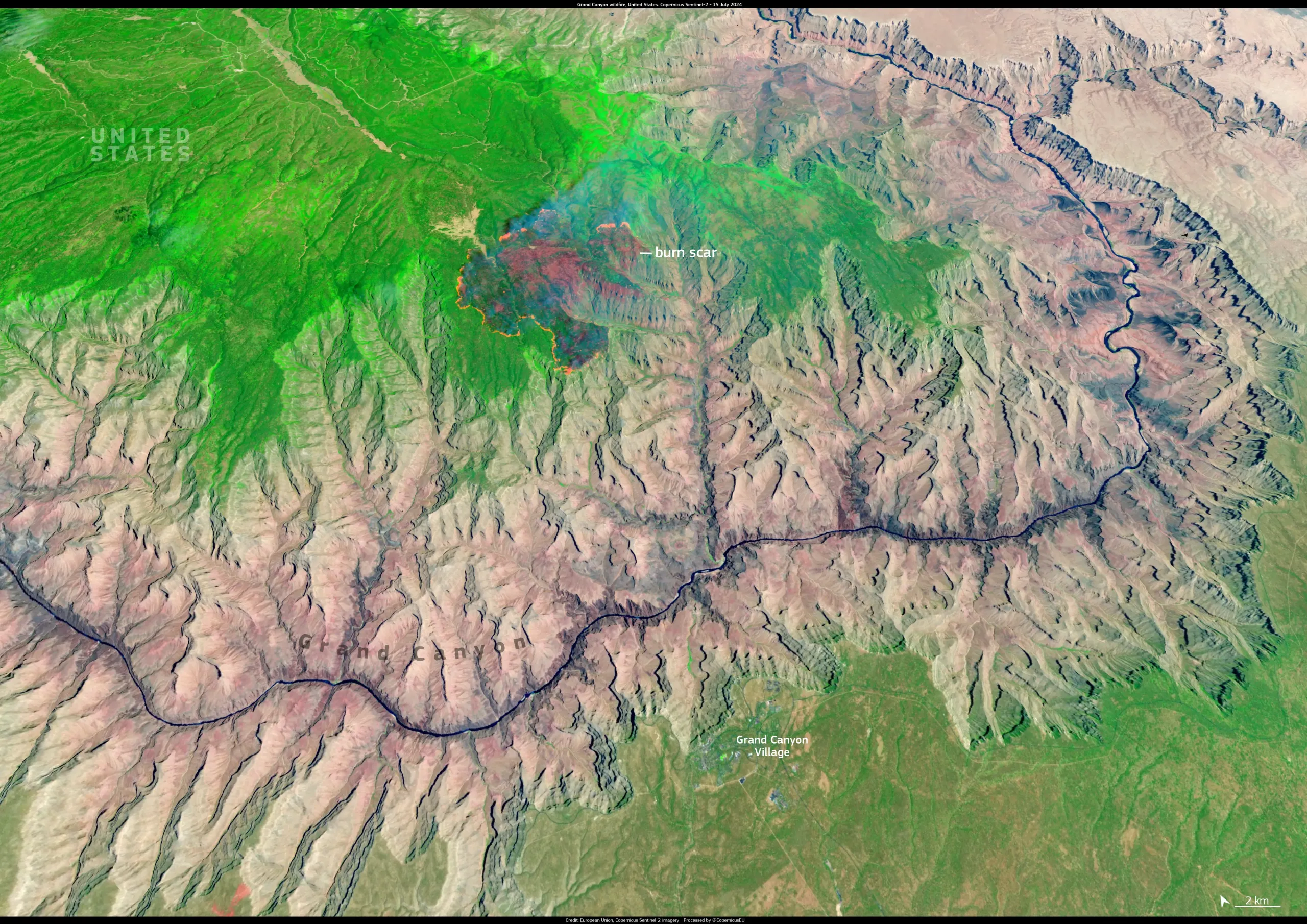 Wildfire in the Grand Canyon, USA