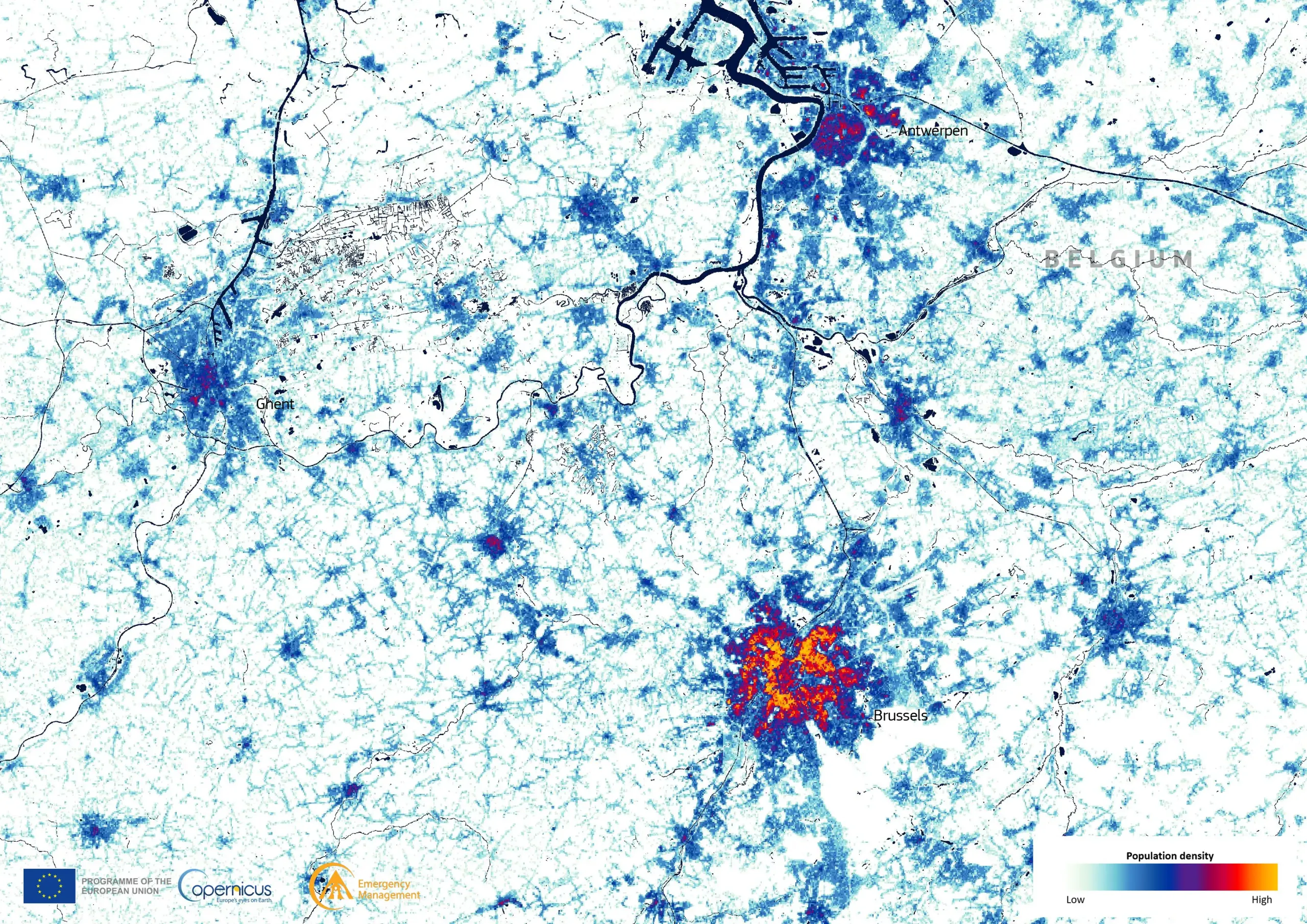 Visualising population density with Copernicus data