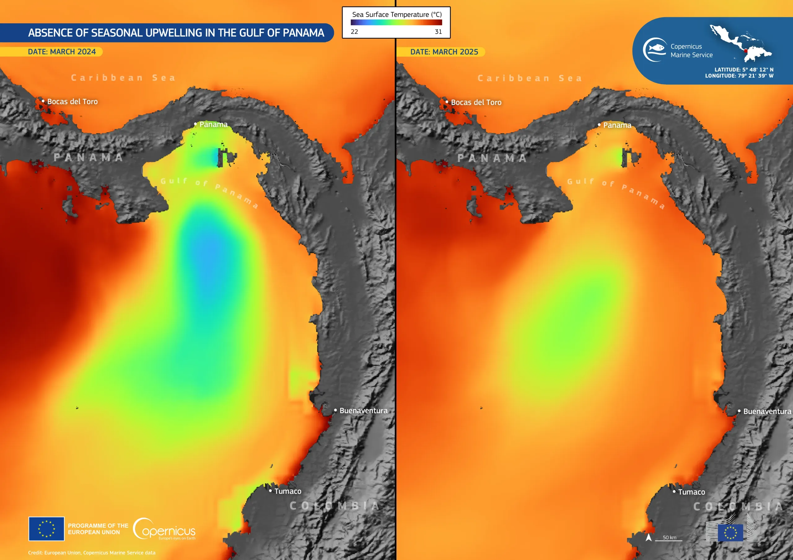 Absence of seasonal upwelling in the Gulf of Panama