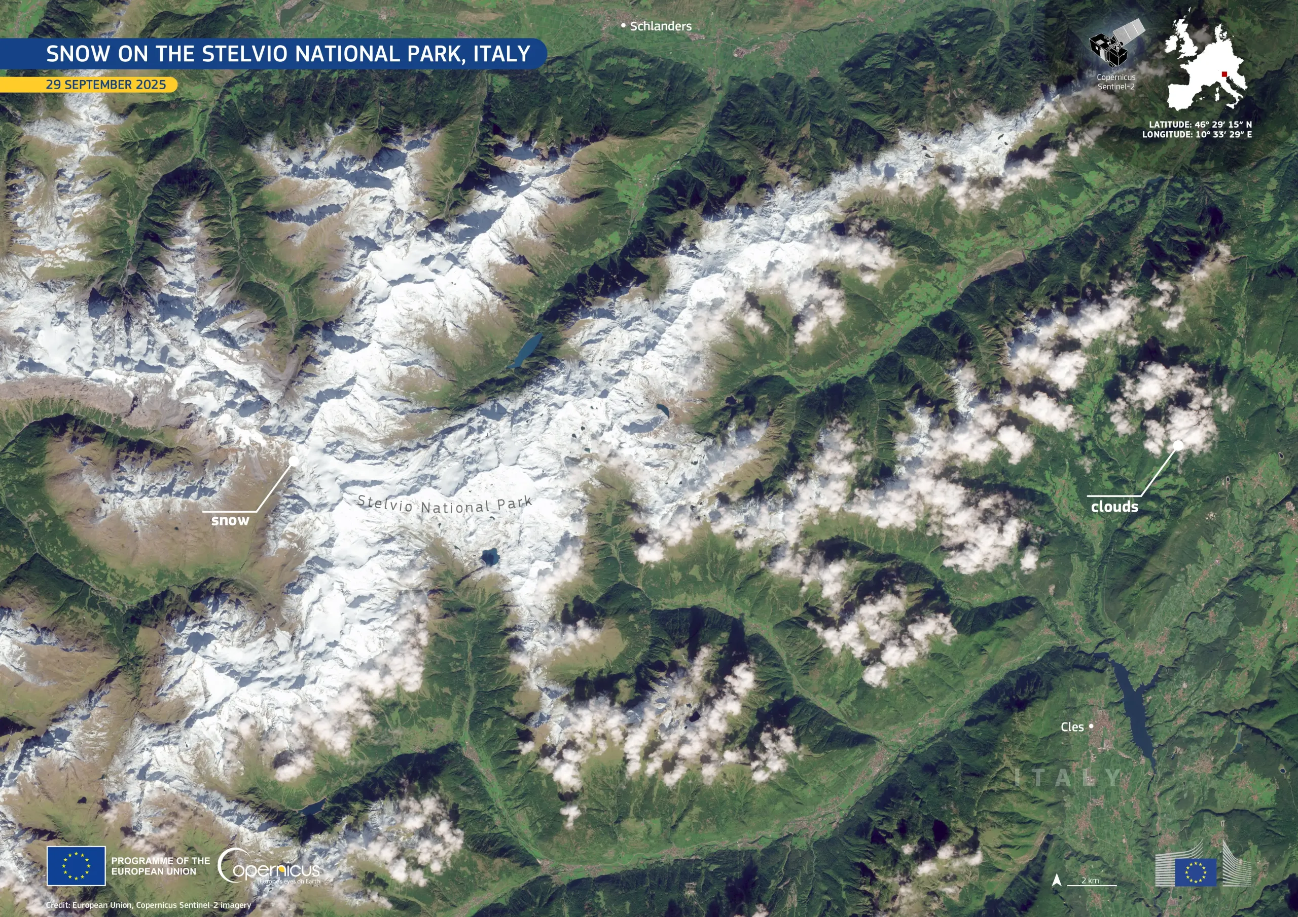 Snowfall in the Stelvio National Park, Italy