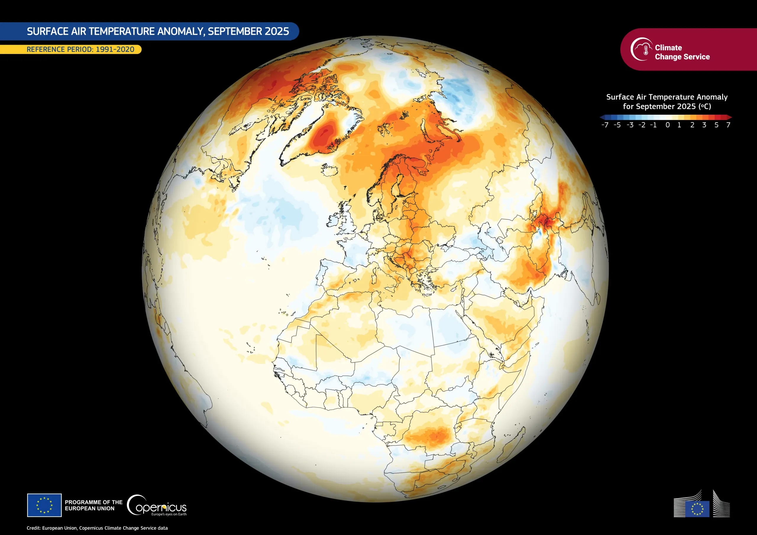 September 2025 was the third-warmest September on record globally
