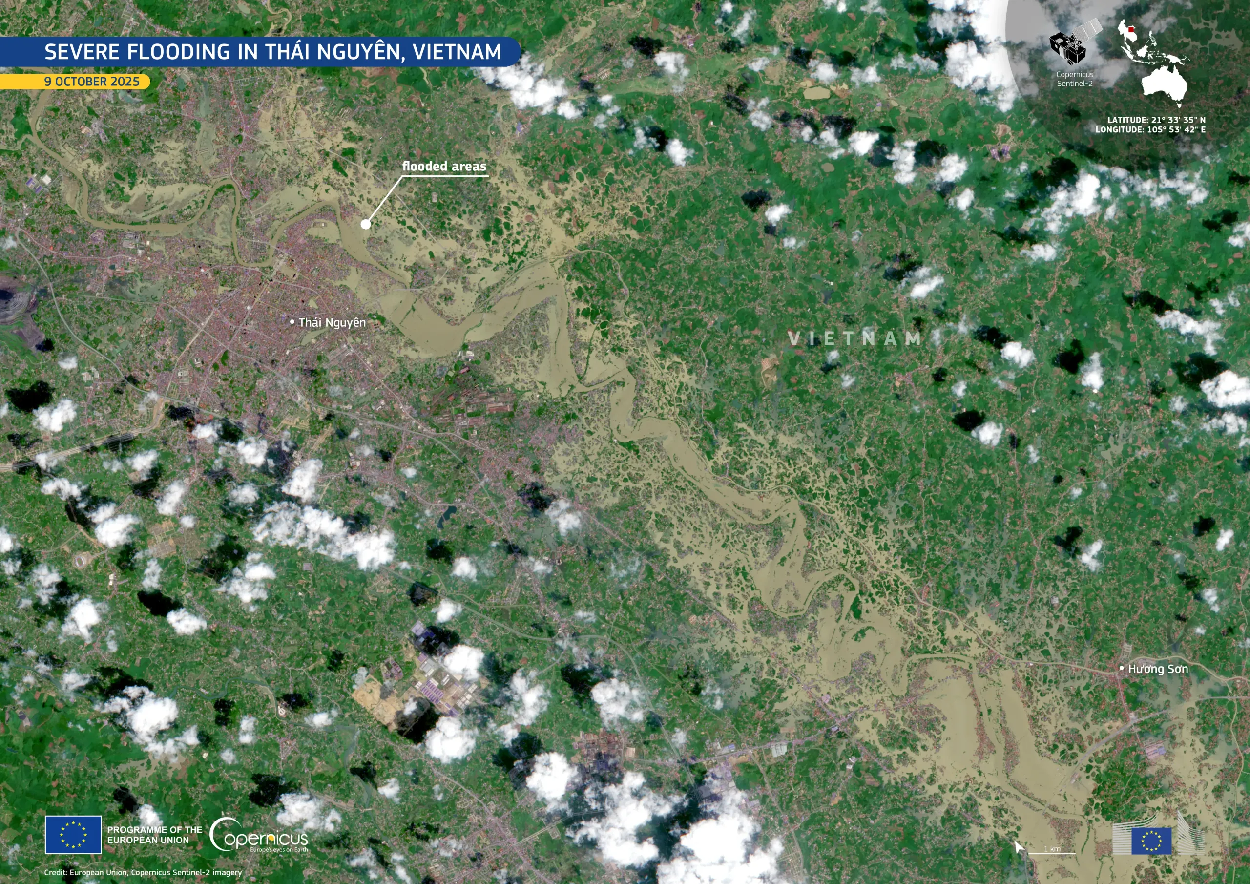 Severe flooding in Thái Nguyên, Vietnam