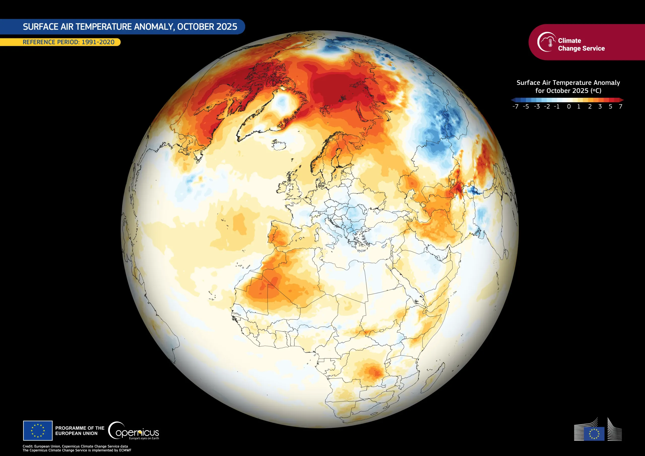 October 2025, the third warmest October on record