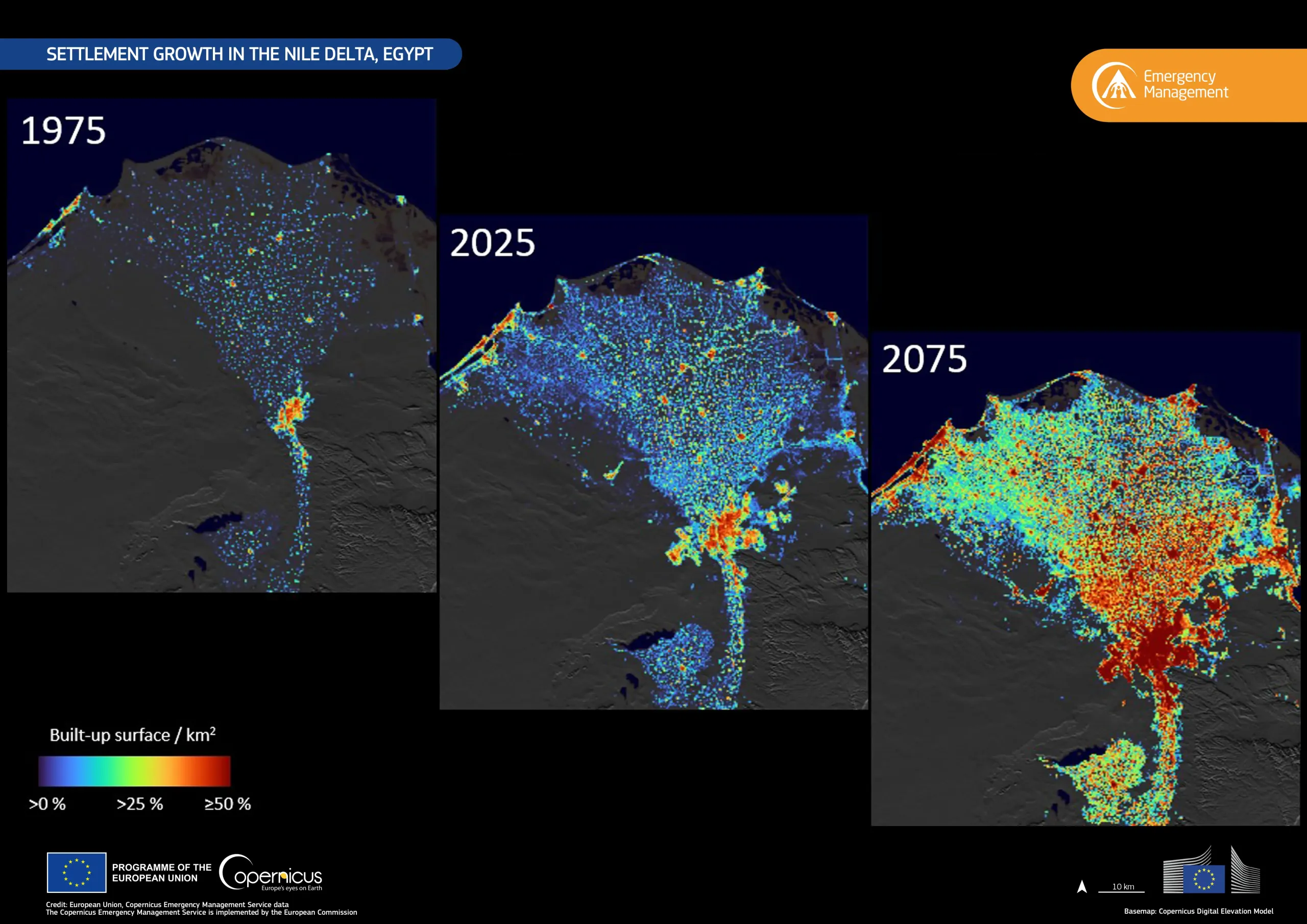 Settlement growth in the Nile Delta, Egypt