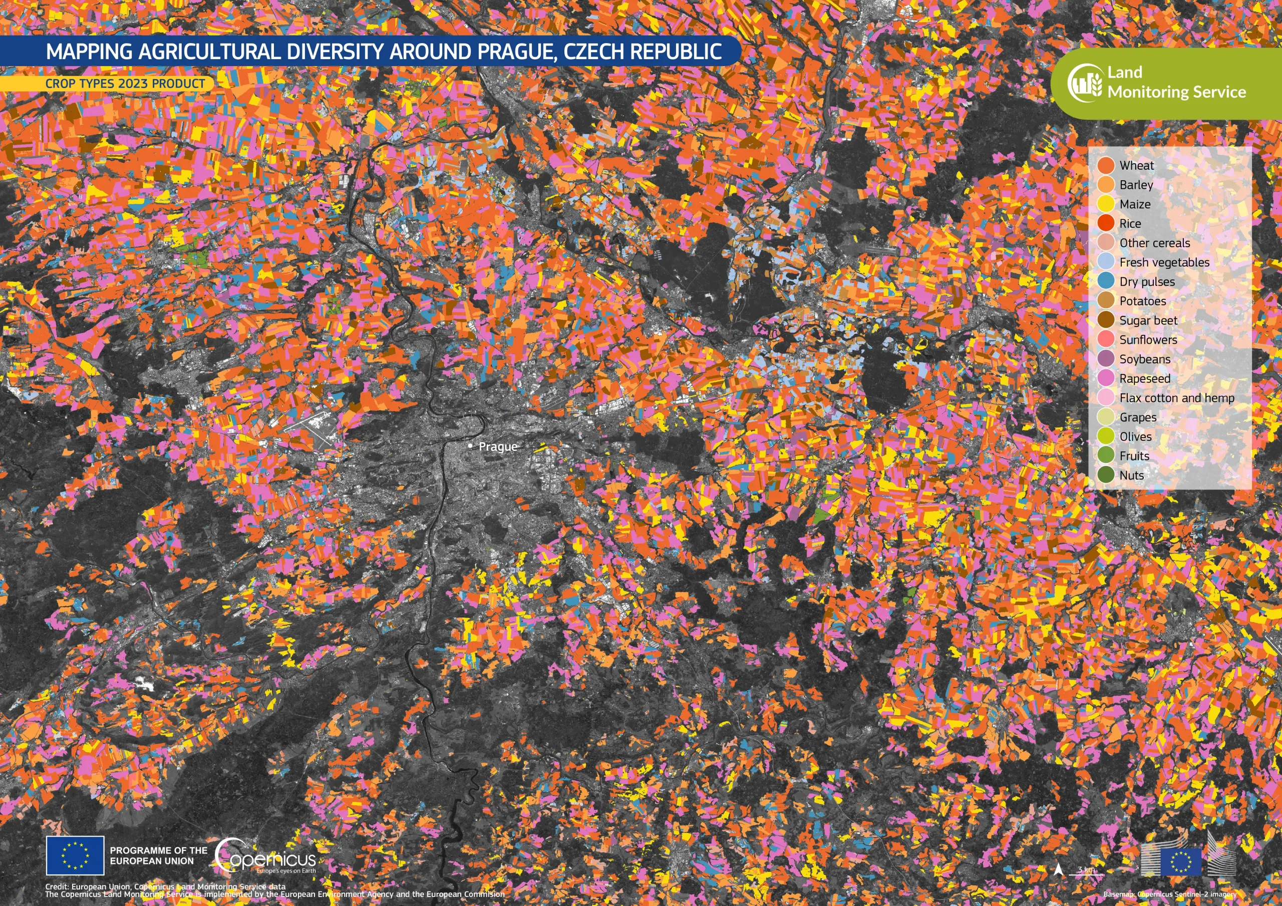 Mapping agricultural diversity around Prague
