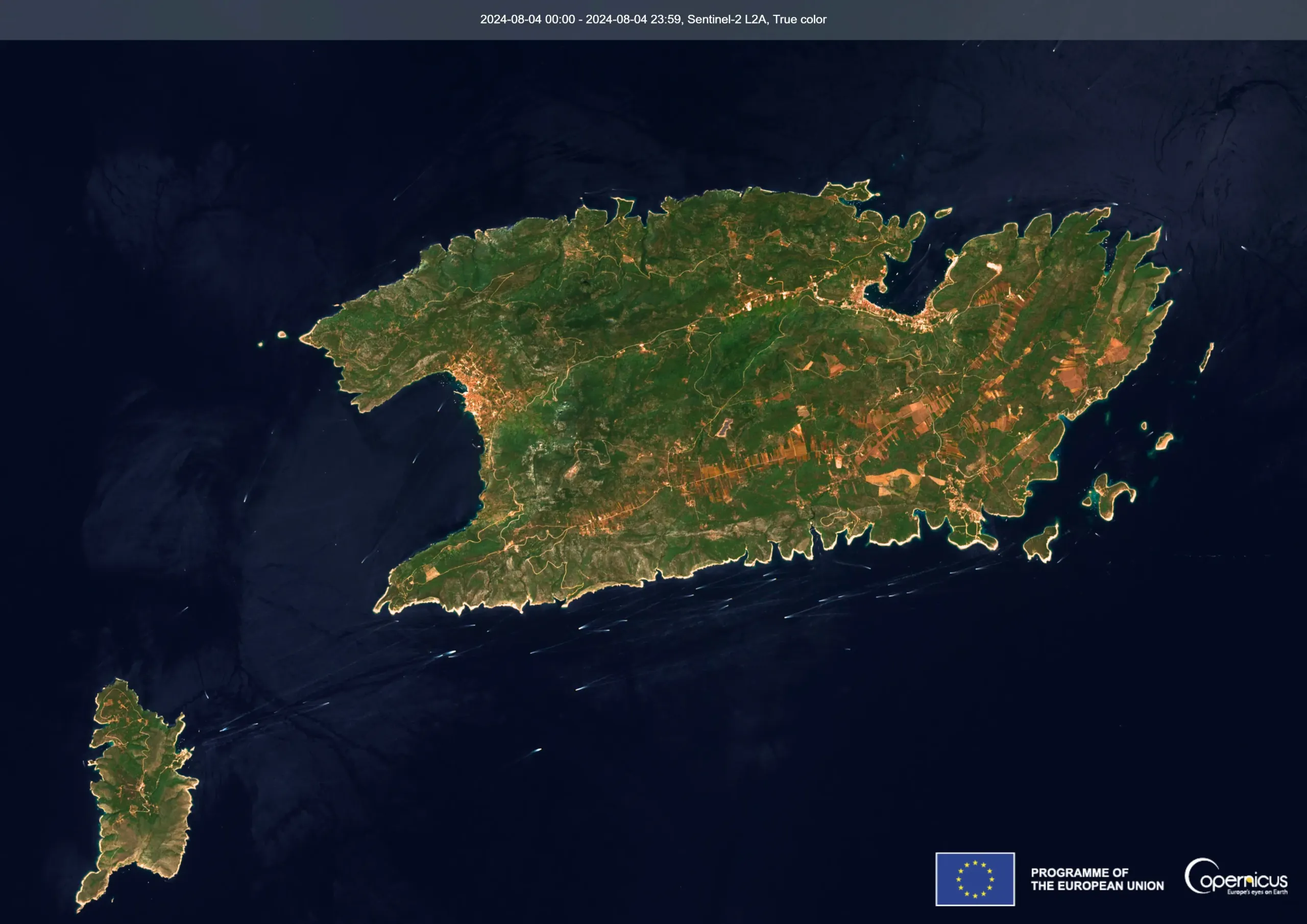 Marine traffic around Vis Island, Croatia