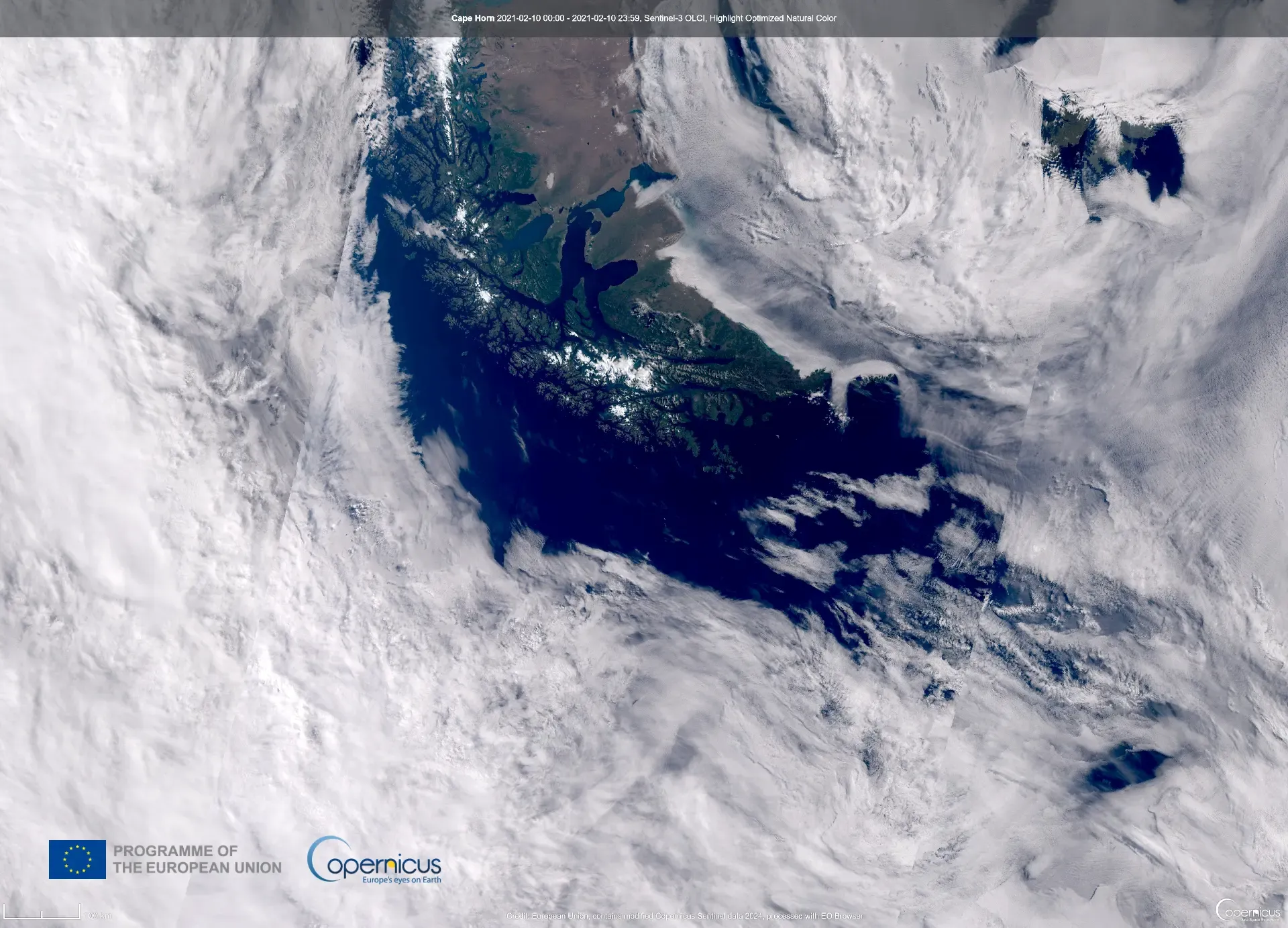 Cape Horn captured by Sentinel-3