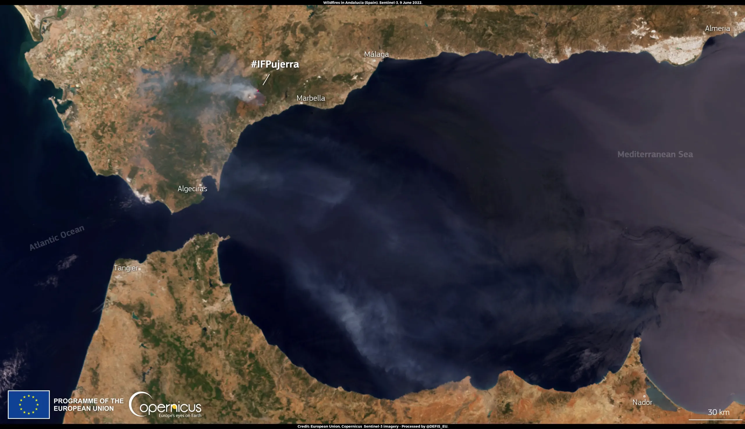 Wildfire raging in Andalucia, Spain