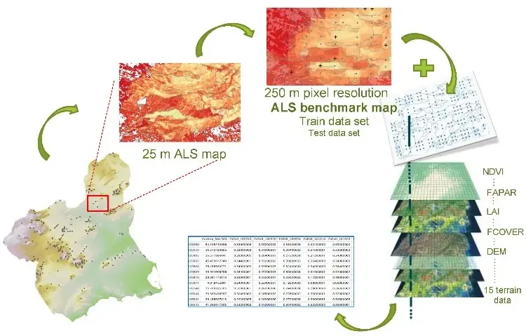 Methodological scheme to retrieve the final aboveground forest carbon maps.
