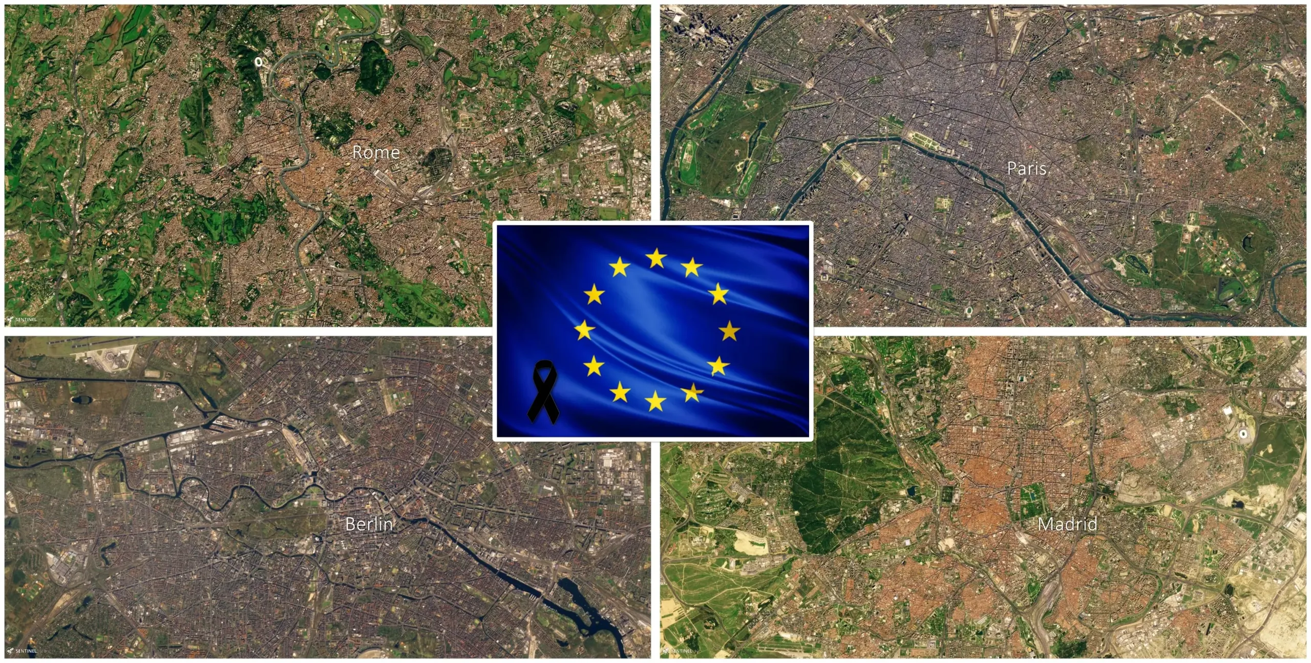 EU flags placed at half-mast across the European Union
