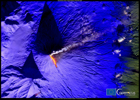 Eruption of the Klyuchevskoy volcano on 8 November 2020, Russia