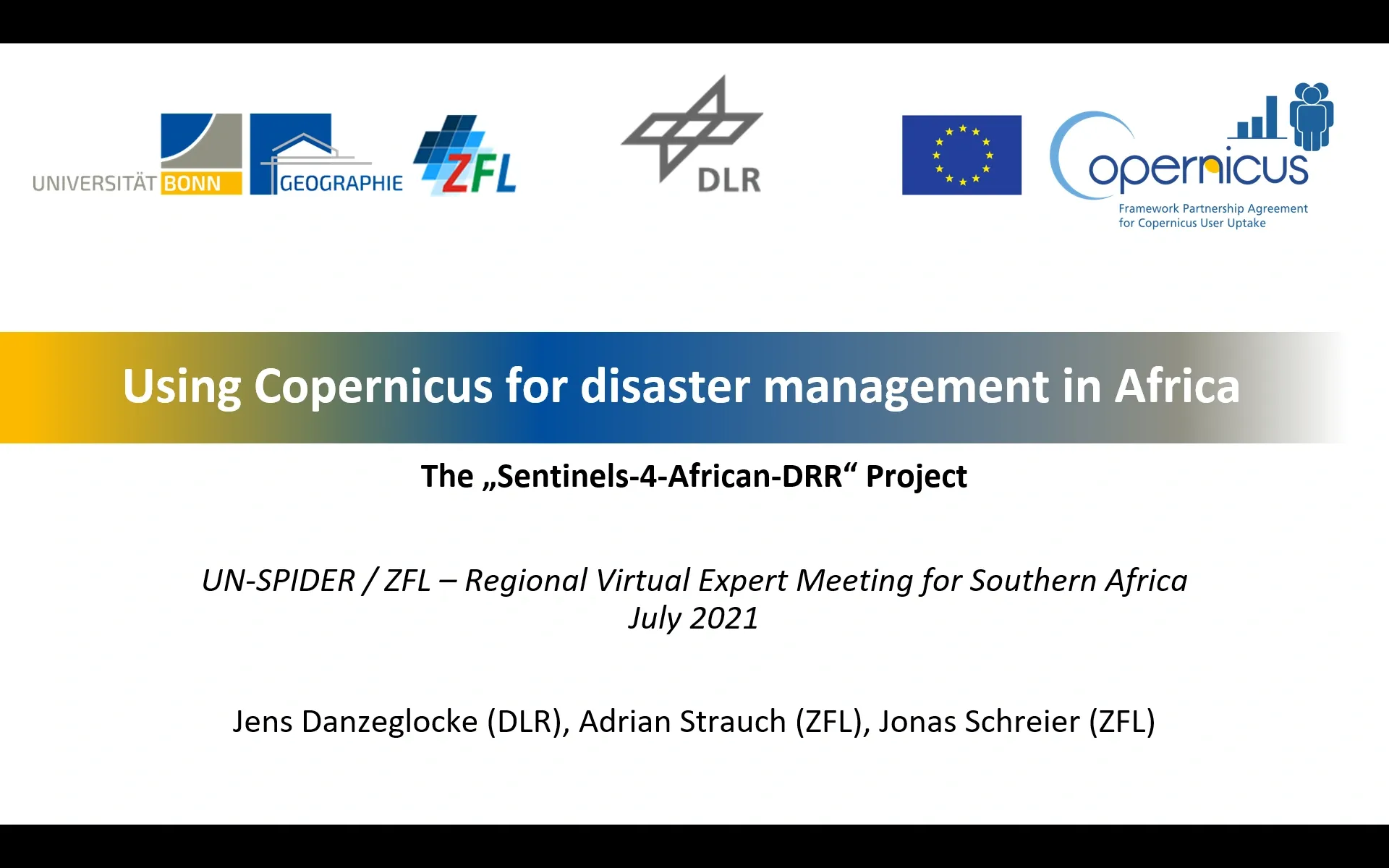Copernicus session during UN-SPIDER Regional Expert Workshop 