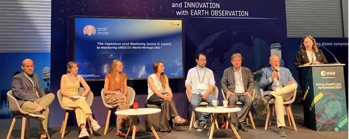 An image of the introductory session to the Copernicus World Heritage Hub at ESA's Living Planet Symposium 2025 in Vienna.