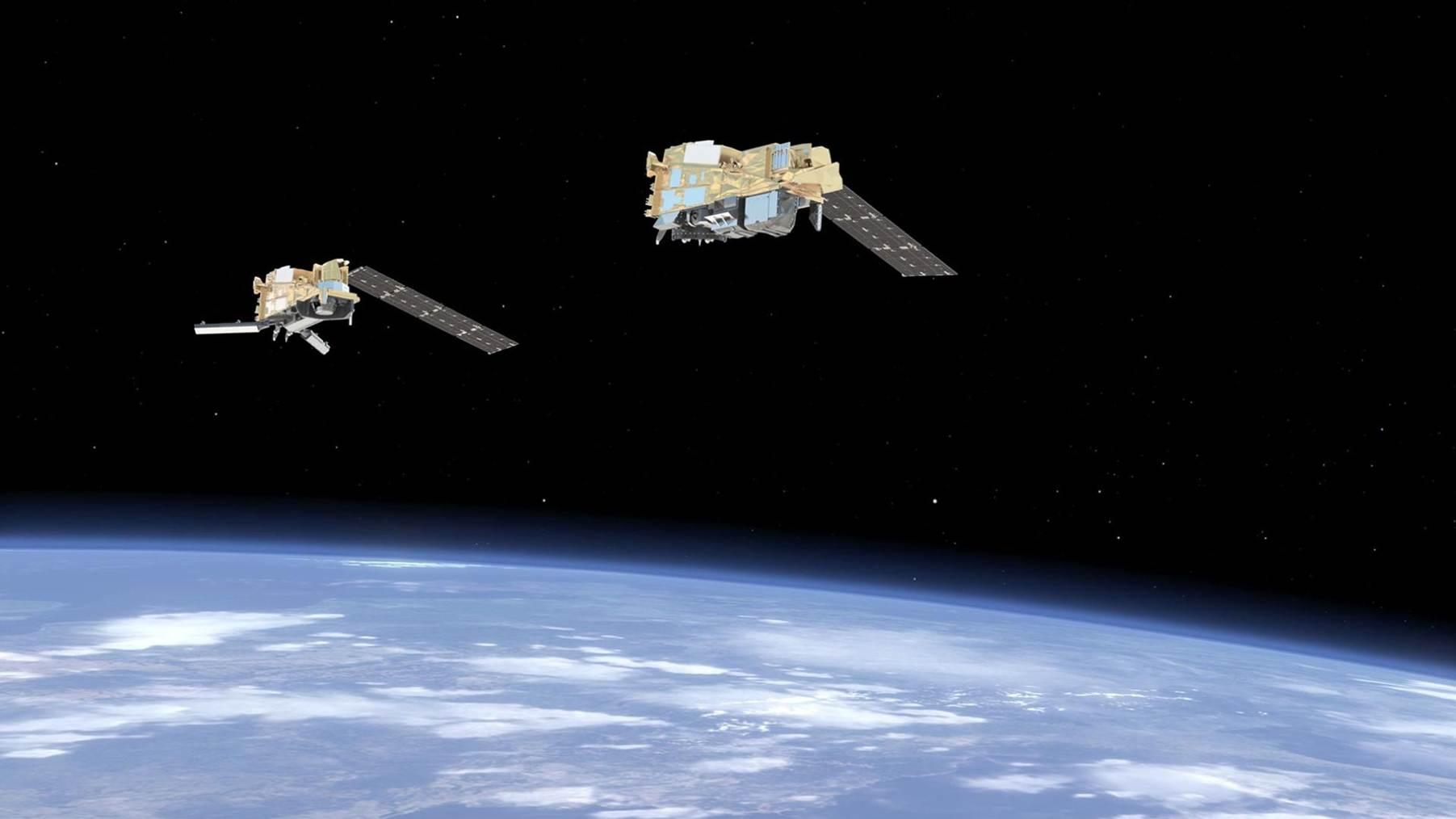 Artist’s impression of MetOp Second Generation satellites in orbit.