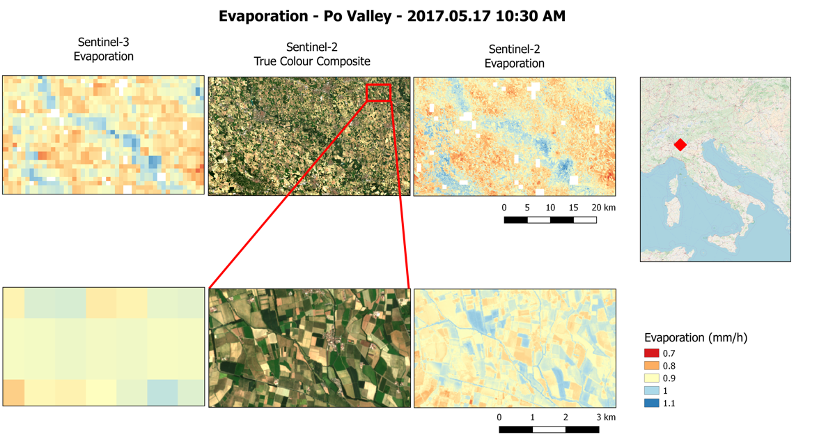 Sen-ET imagery for Po Valley in Italy.